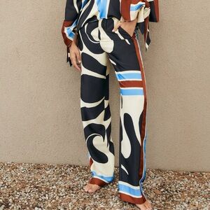 ZARA printed wide leg pants